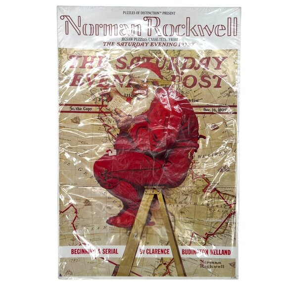 Norman Rockwell "The Saturday Evening Post" Santa at the Map Jigsaw Puzzle NIB - Picture 1 of 12